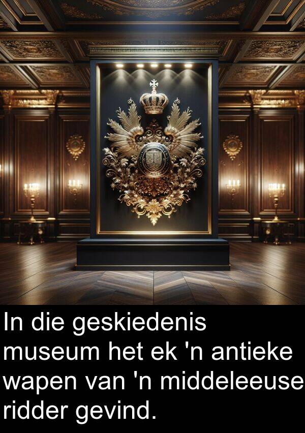 ridder: In die geskiedenis museum het ek 'n antieke wapen van 'n middeleeuse ridder gevind.