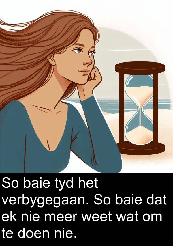 weet: So baie tyd het verbygegaan. So baie dat ek nie meer weet wat om te doen nie.