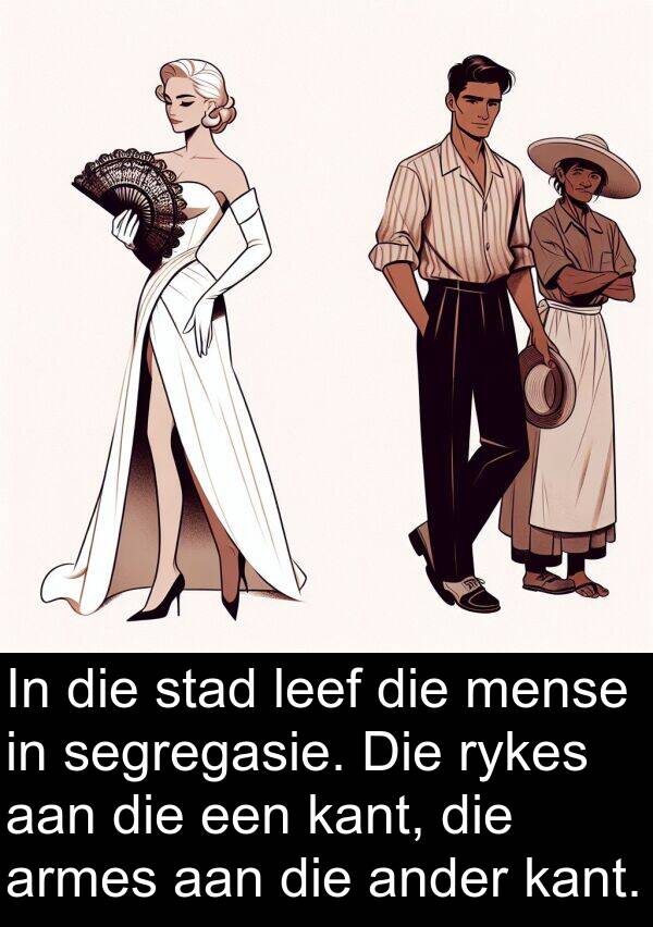 kant: In die stad leef die mense in segregasie. Die rykes aan die een kant, die armes aan die ander kant.