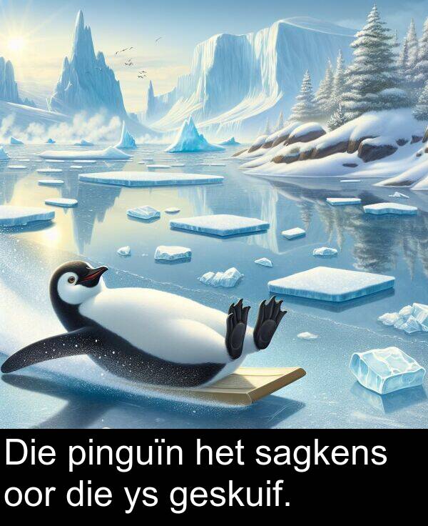 pinguïn: Die pinguïn het sagkens oor die ys geskuif.