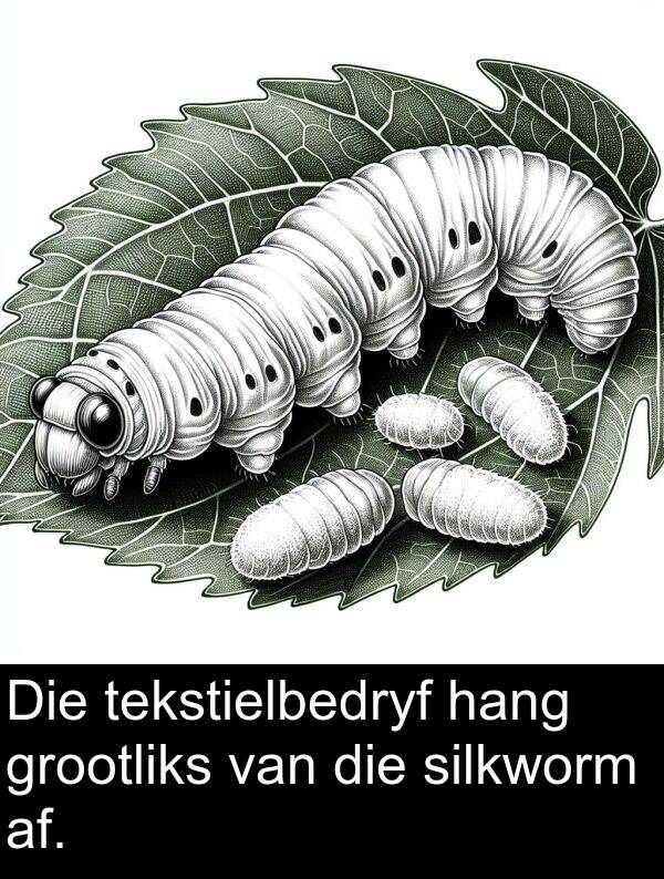 hang: Die tekstielbedryf hang grootliks van die silkworm af.