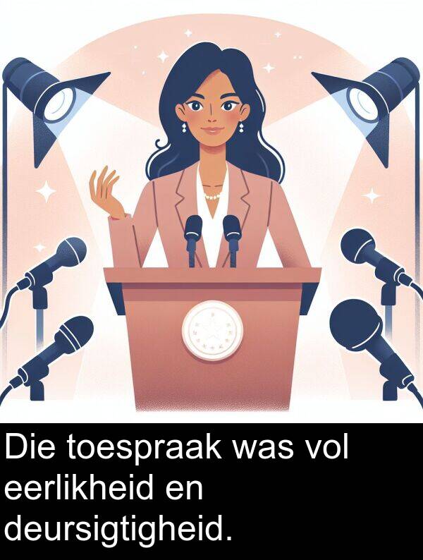 toespraak: Die toespraak was vol eerlikheid en deursigtigheid.