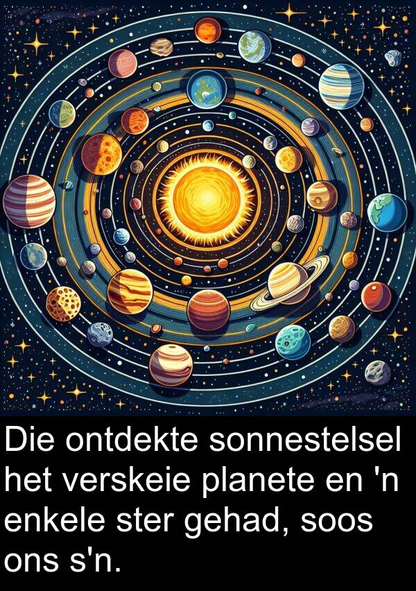 planete: Die ontdekte sonnestelsel het verskeie planete en 'n enkele ster gehad, soos ons s'n.