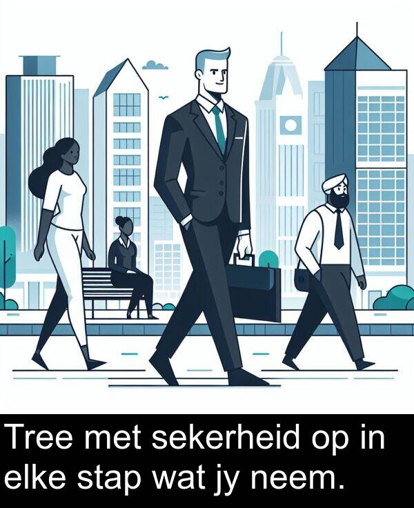 neem: Tree met sekerheid op in elke stap wat jy neem.