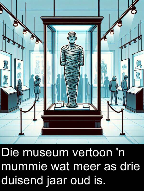 duisend: Die museum vertoon 'n mummie wat meer as drie duisend jaar oud is.