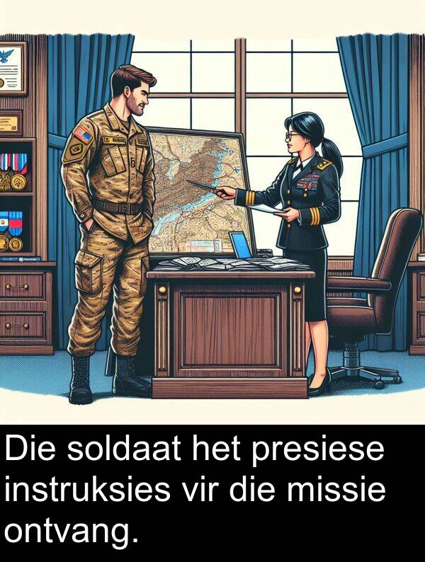 presiese: Die soldaat het presiese instruksies vir die missie ontvang.