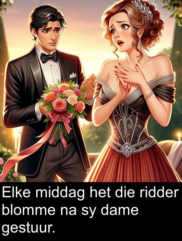 ridder: Elke middag het die ridder blomme na sy dame gestuur.