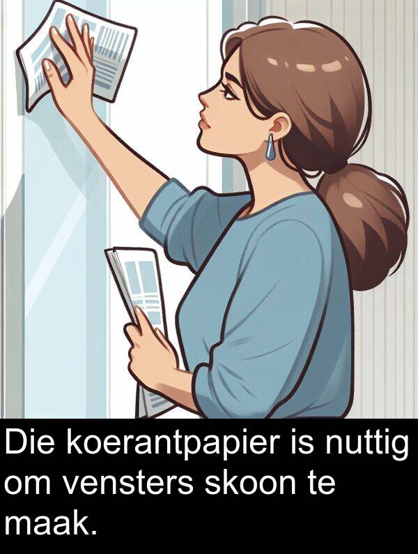 nuttig: Die koerantpapier is nuttig om vensters skoon te maak.