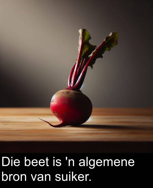 beet: Die beet is 'n algemene bron van suiker.