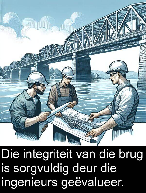 geëvalueer: Die integriteit van die brug is sorgvuldig deur die ingenieurs geëvalueer.