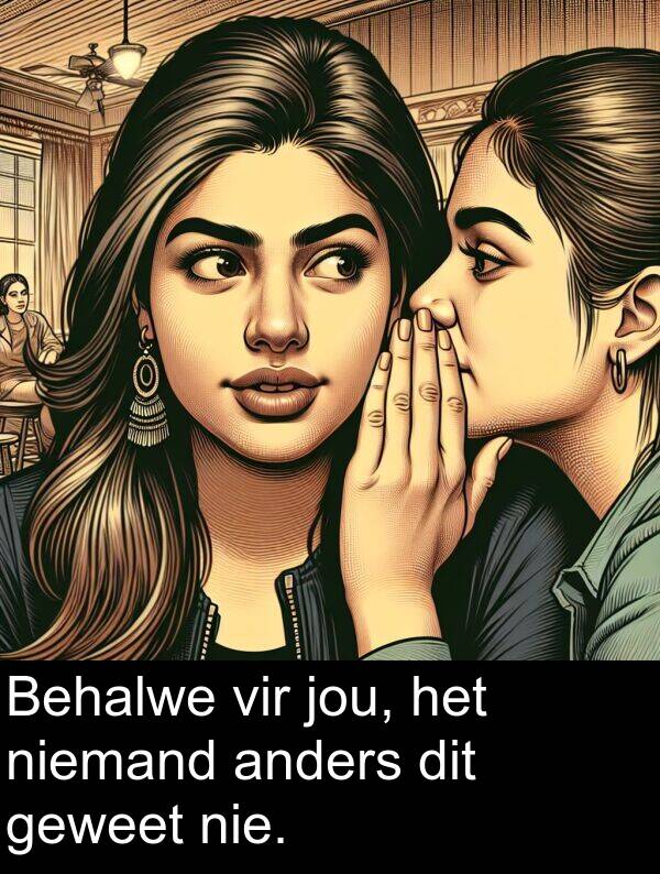 jou: Behalwe vir jou, het niemand anders dit geweet nie.