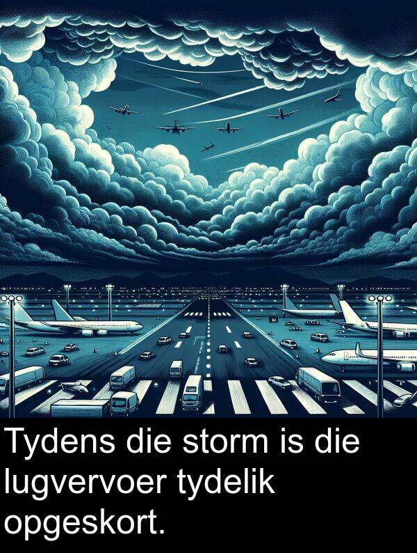 lugvervoer: Tydens die storm is die lugvervoer tydelik opgeskort.