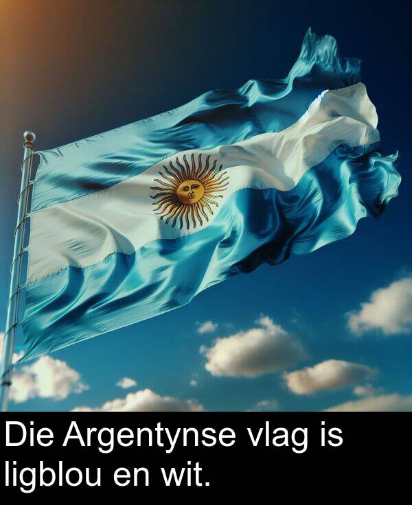 wit: Die Argentynse vlag is ligblou en wit.