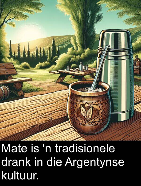 tradisionele: Mate is 'n tradisionele drank in die Argentynse kultuur.