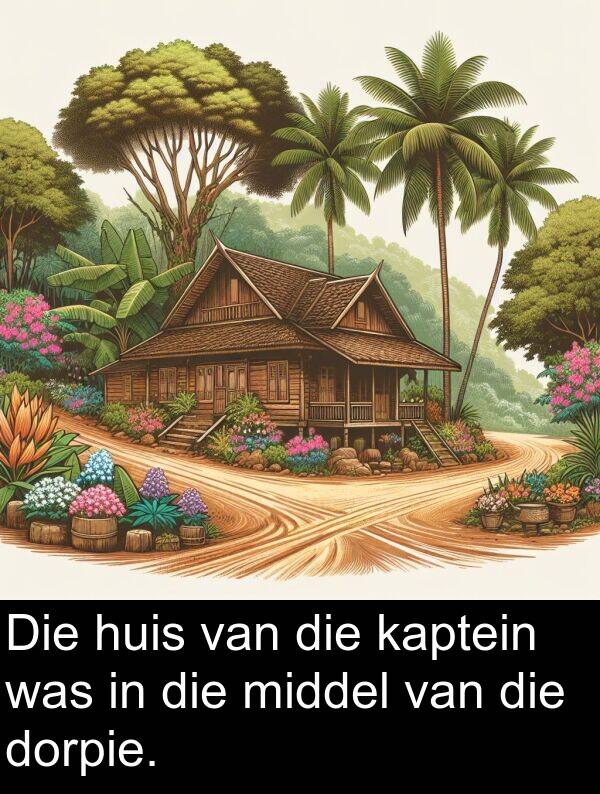 huis: Die huis van die kaptein was in die middel van die dorpie.