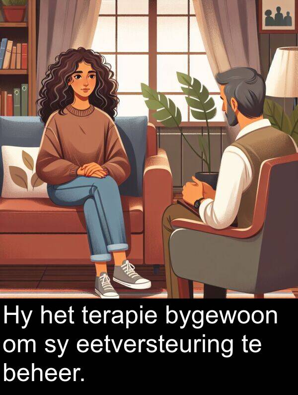 beheer: Hy het terapie bygewoon om sy eetversteuring te beheer.