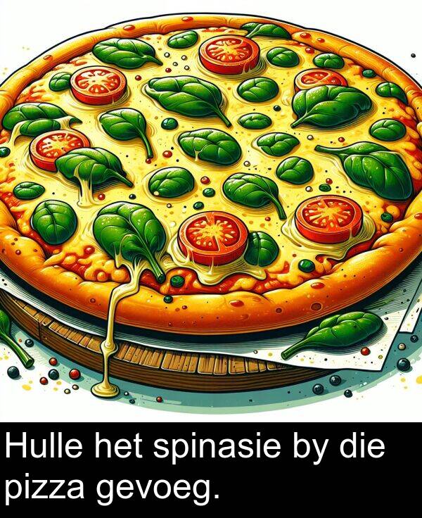 pizza: Hulle het spinasie by die pizza gevoeg.