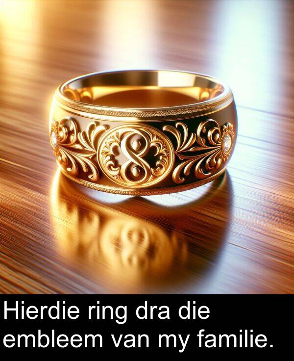 familie: Hierdie ring dra die embleem van my familie.