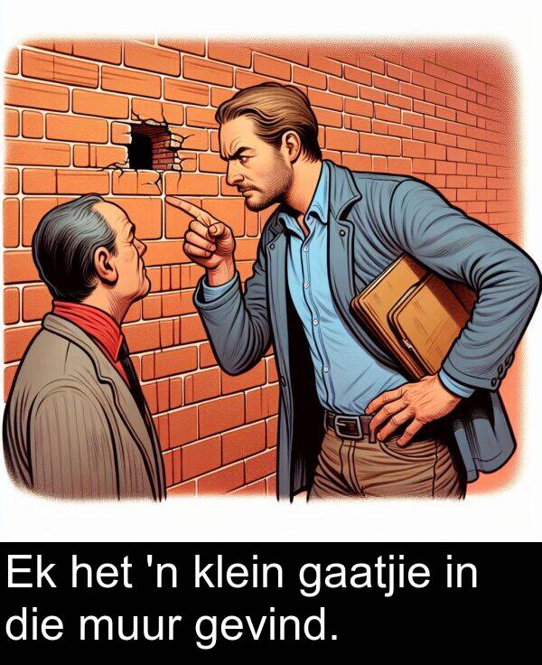 gaatjie: Ek het 'n klein gaatjie in die muur gevind.