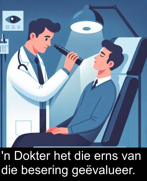 geëvalueer: 'n Dokter het die erns van die besering geëvalueer.