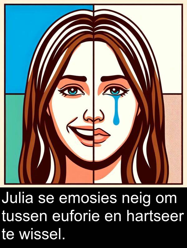 hartseer: Julia se emosies neig om tussen euforie en hartseer te wissel.