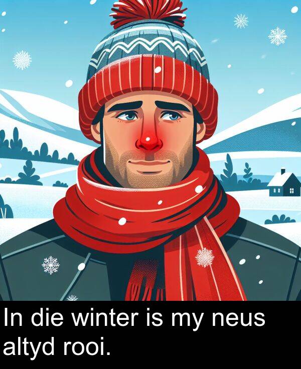 neus: In die winter is my neus altyd rooi.