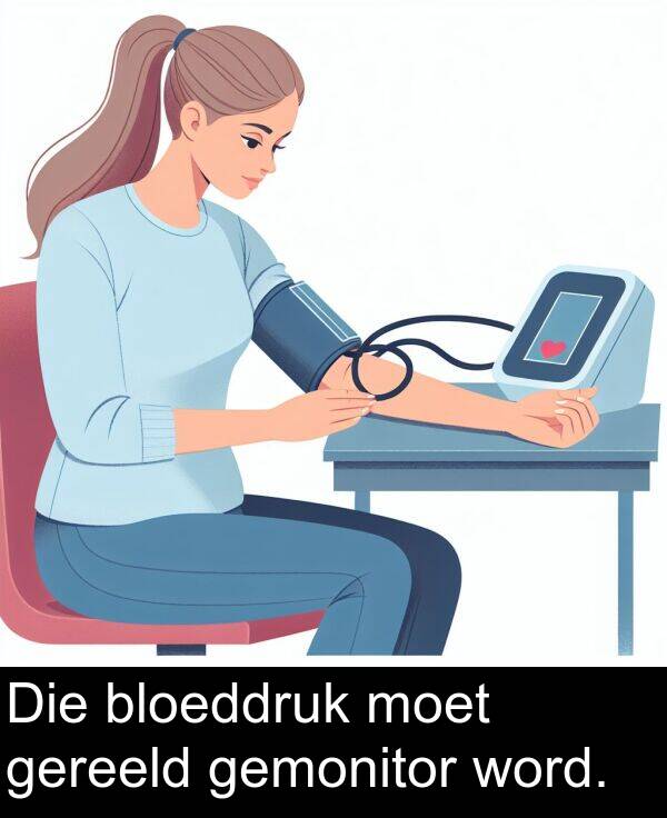 moet: Die bloeddruk moet gereeld gemonitor word.