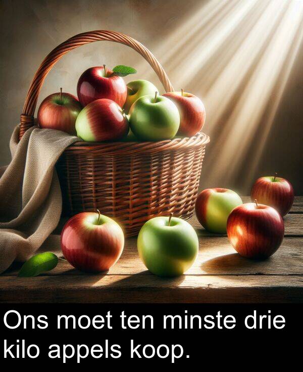 ten: Ons moet ten minste drie kilo appels koop.