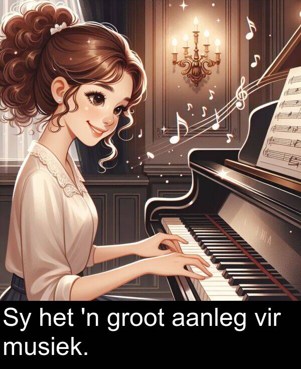 het: Sy het 'n groot aanleg vir musiek.