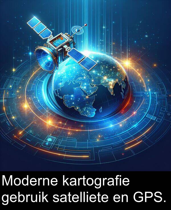 gebruik: Moderne kartografie gebruik satelliete en GPS.