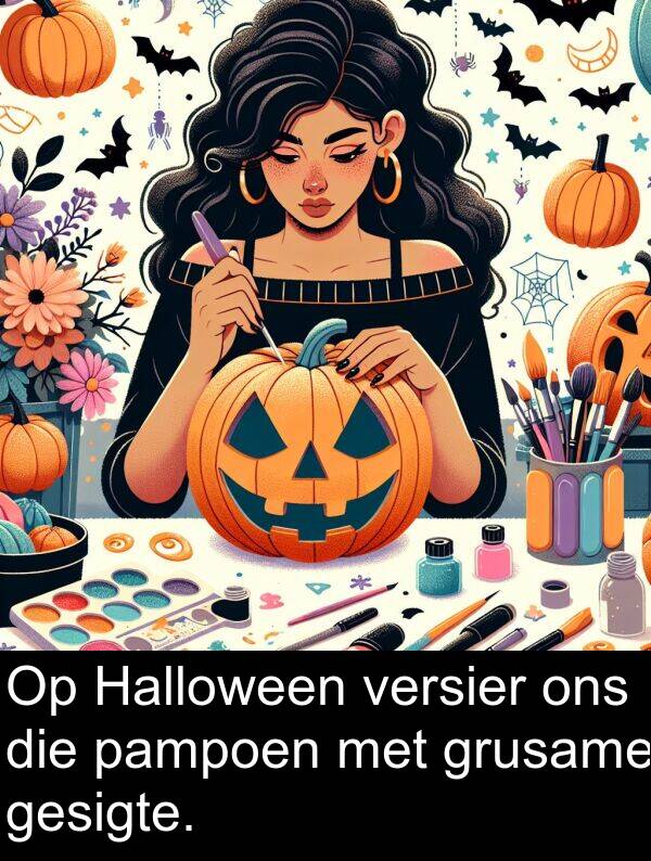 pampoen: Op Halloween versier ons die pampoen met grusame gesigte.