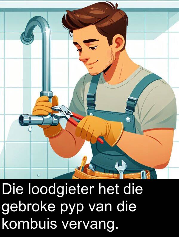 pyp: Die loodgieter het die gebroke pyp van die kombuis vervang.