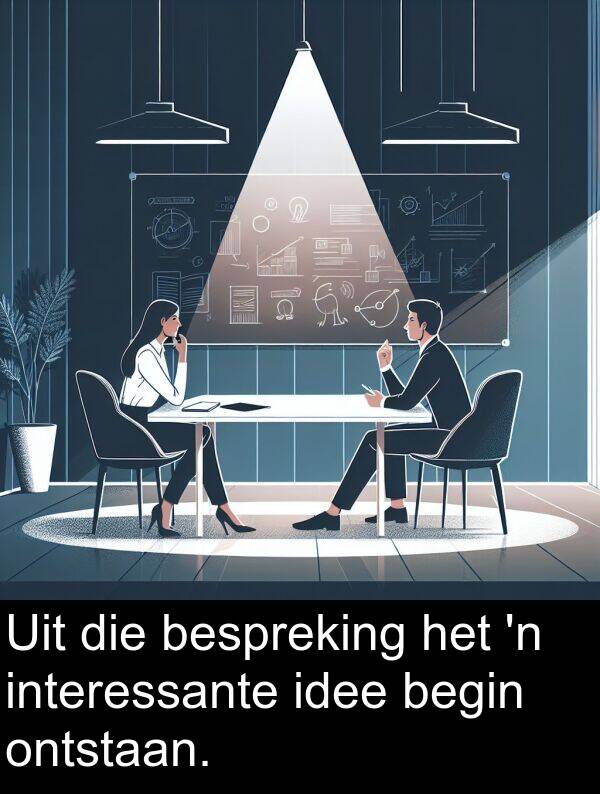 bespreking: Uit die bespreking het 'n interessante idee begin ontstaan.