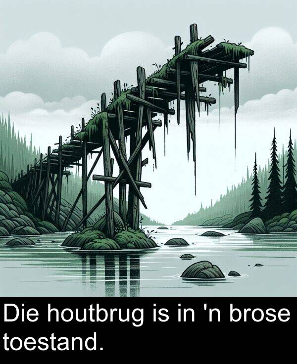 houtbrug: Die houtbrug is in 'n brose toestand.