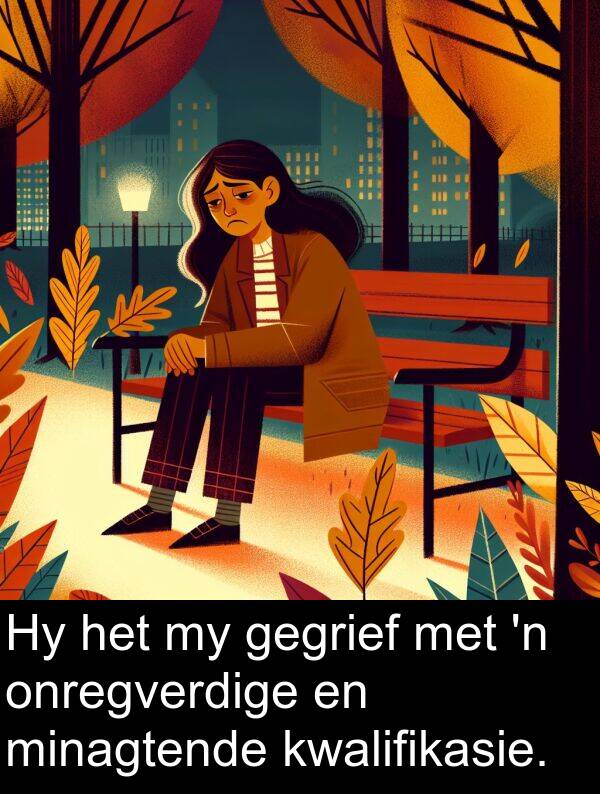 gegrief: Hy het my gegrief met 'n onregverdige en minagtende kwalifikasie.