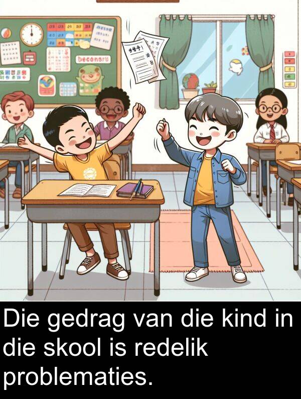 gedrag: Die gedrag van die kind in die skool is redelik problematies.