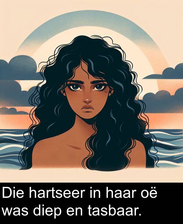 hartseer: Die hartseer in haar oë was diep en tasbaar.