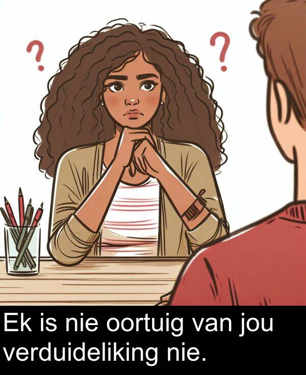 jou: Ek is nie oortuig van jou verduideliking nie.