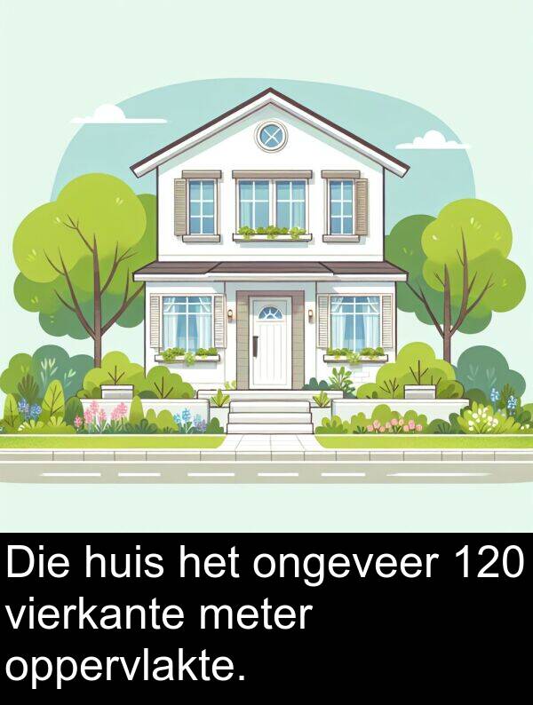 huis: Die huis het ongeveer 120 vierkante meter oppervlakte.