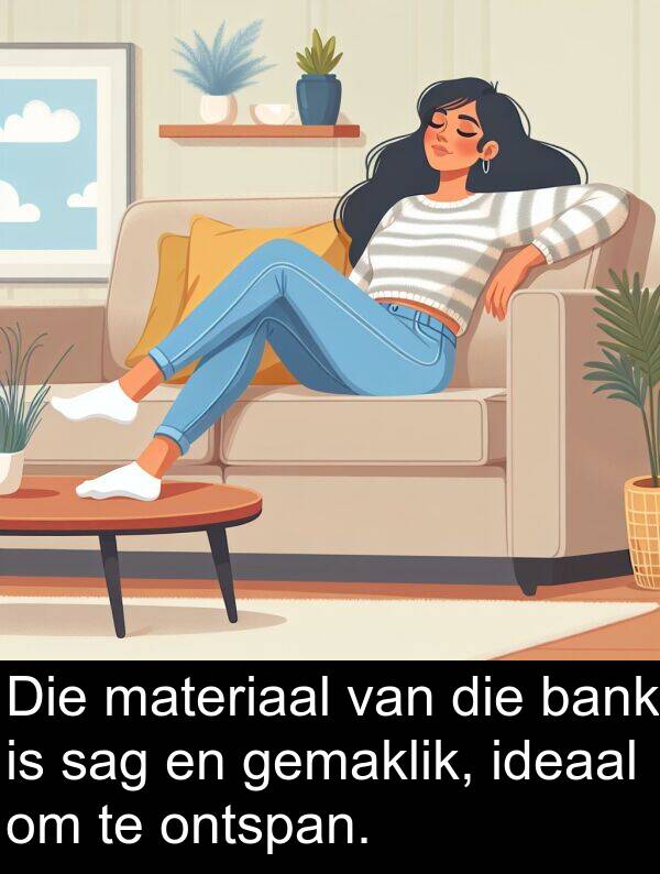 bank: Die materiaal van die bank is sag en gemaklik, ideaal om te ontspan.