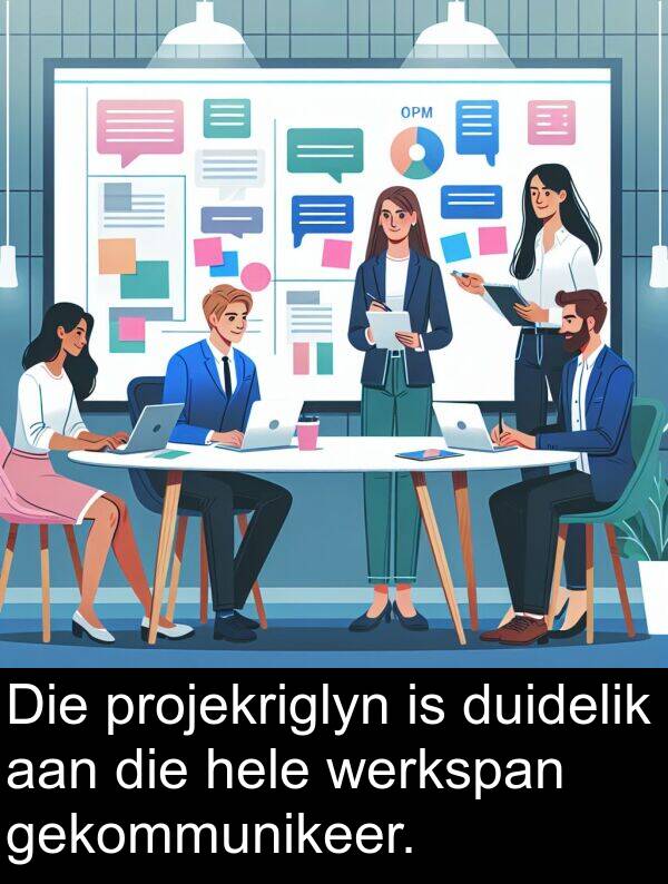 projekriglyn: Die projekriglyn is duidelik aan die hele werkspan gekommunikeer.