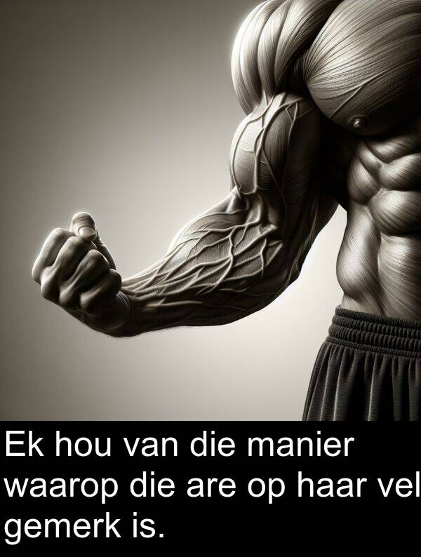 vel: Ek hou van die manier waarop die are op haar vel gemerk is.