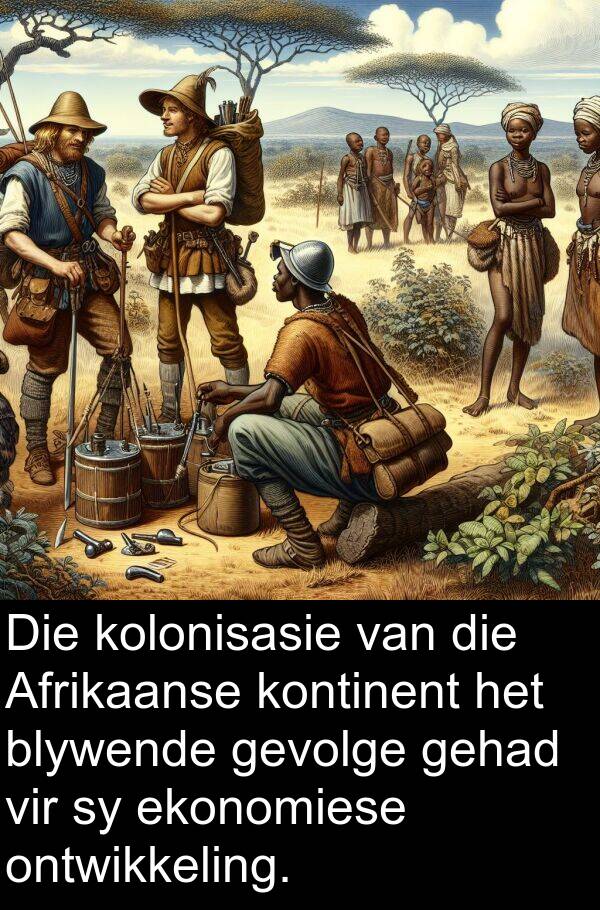 kolonisasie: Die kolonisasie van die Afrikaanse kontinent het blywende gevolge gehad vir sy ekonomiese ontwikkeling.