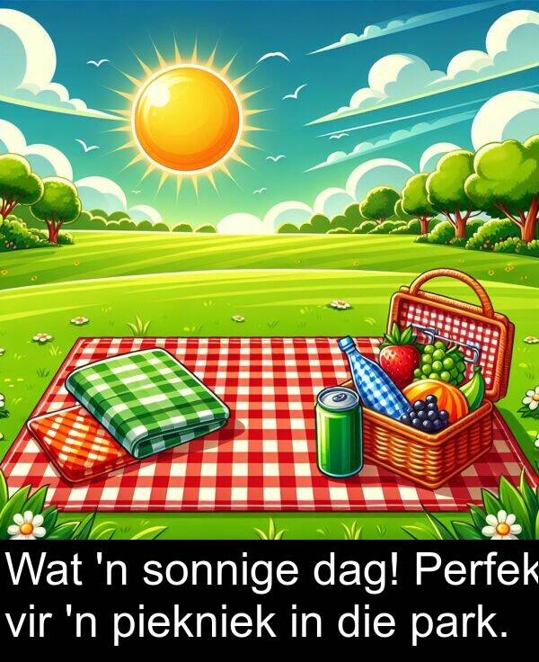 piekniek: Wat 'n sonnige dag! Perfek vir 'n piekniek in die park.