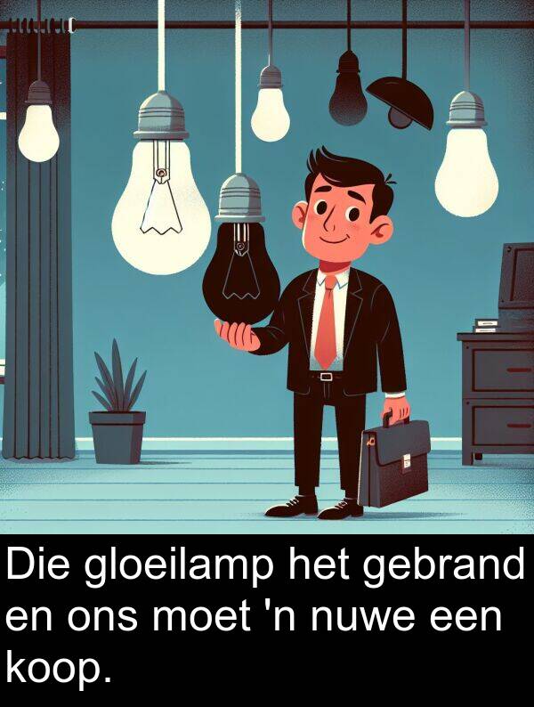 gebrand: Die gloeilamp het gebrand en ons moet 'n nuwe een koop.