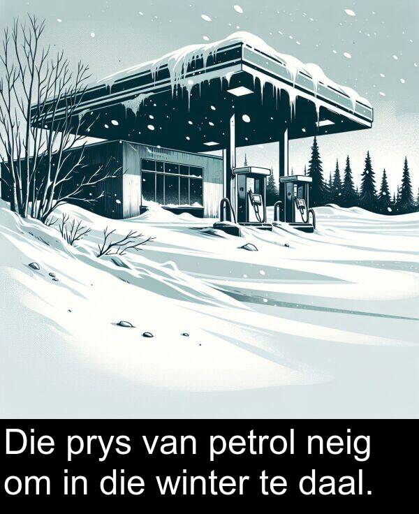 petrol: Die prys van petrol neig om in die winter te daal.