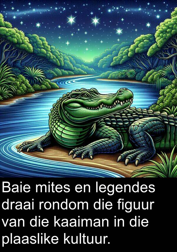 figuur: Baie mites en legendes draai rondom die figuur van die kaaiman in die plaaslike kultuur.