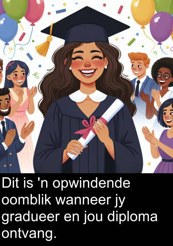 diploma: Dit is 'n opwindende oomblik wanneer jy gradueer en jou diploma ontvang.