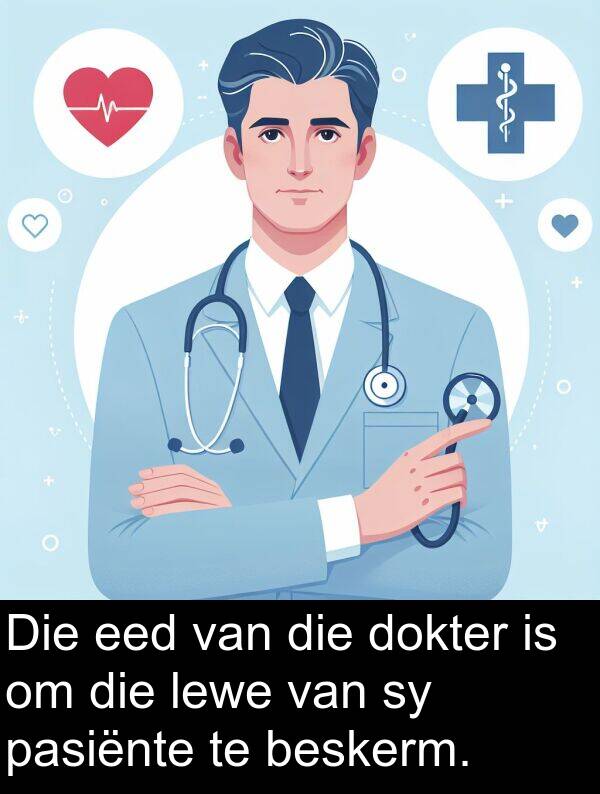 beskerm: Die eed van die dokter is om die lewe van sy pasiënte te beskerm.