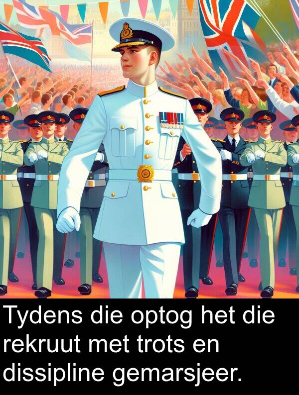 trots: Tydens die optog het die rekruut met trots en dissipline gemarsjeer.